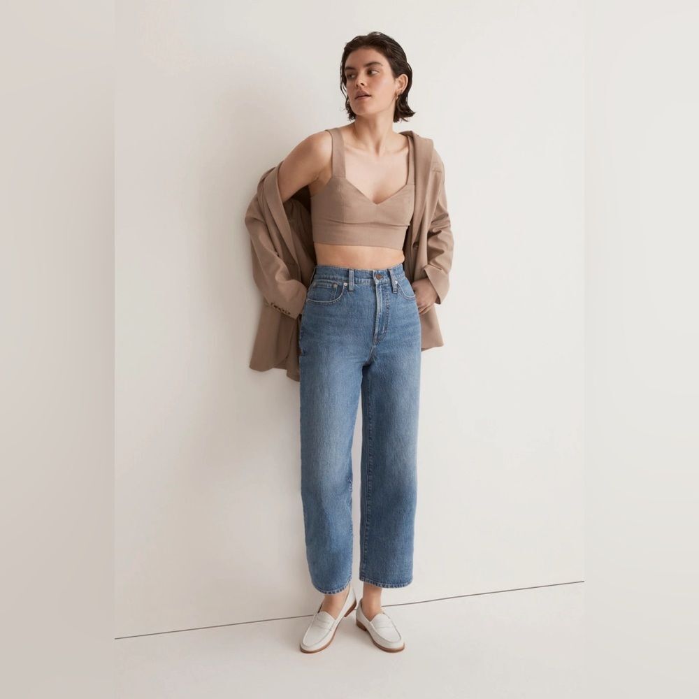 Madewell The Perfect Vintage Wide-Leg Crop Jean In Cresslow Wash Sz 33 NWOT